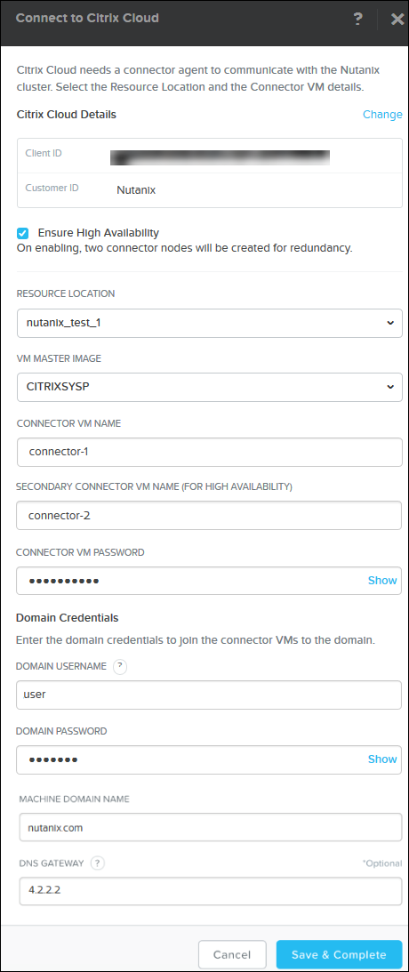 Nutanix InstantON For Citrix Cloud
